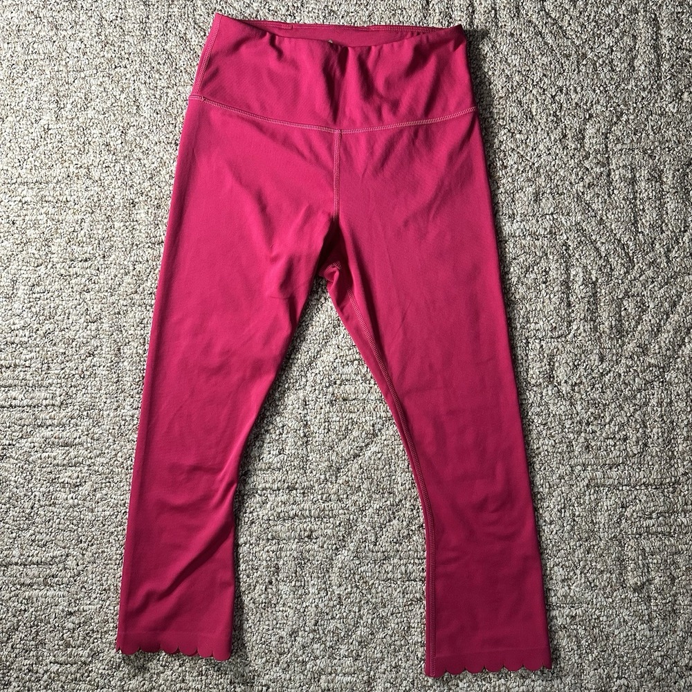 Kate Spade New York Women's Hot Pink Scallop Crop Leggings High Rise Size Small - Picture 2 of 10